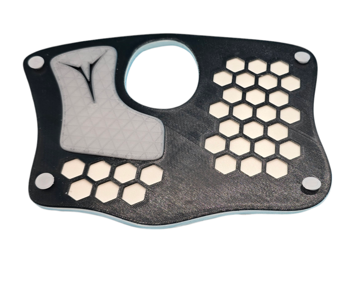 Image of the YouFORM Pads Custom Wrist Guard in black and white