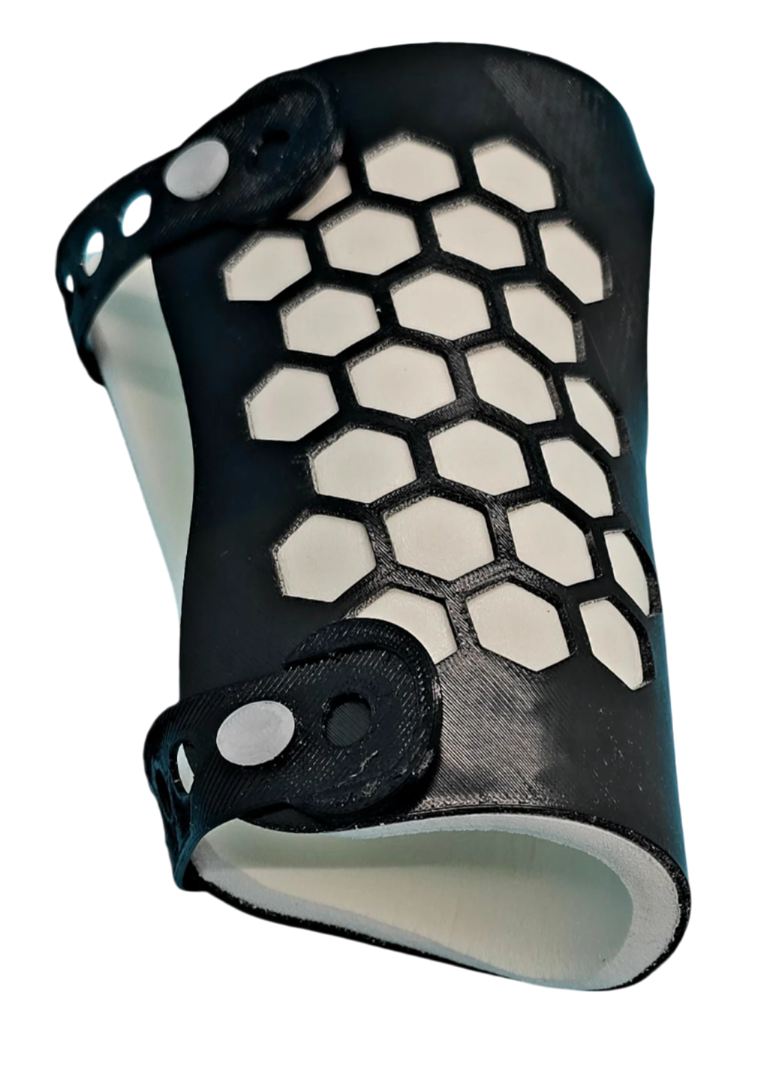Image of YouFORM Pads Custom and Heat Molded Wrist Guard in black and white and grey