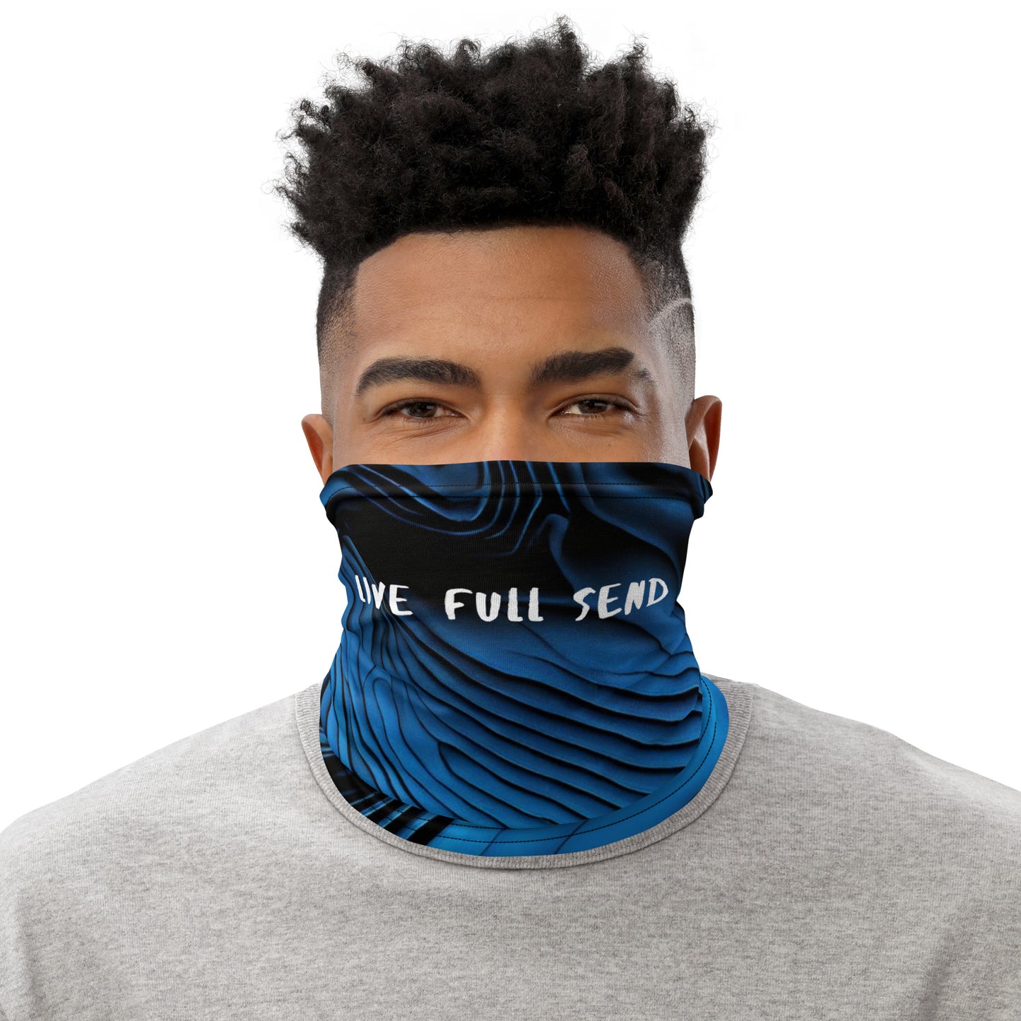 Image of a man wearing the YouFORM Pads neck gaiter bandana