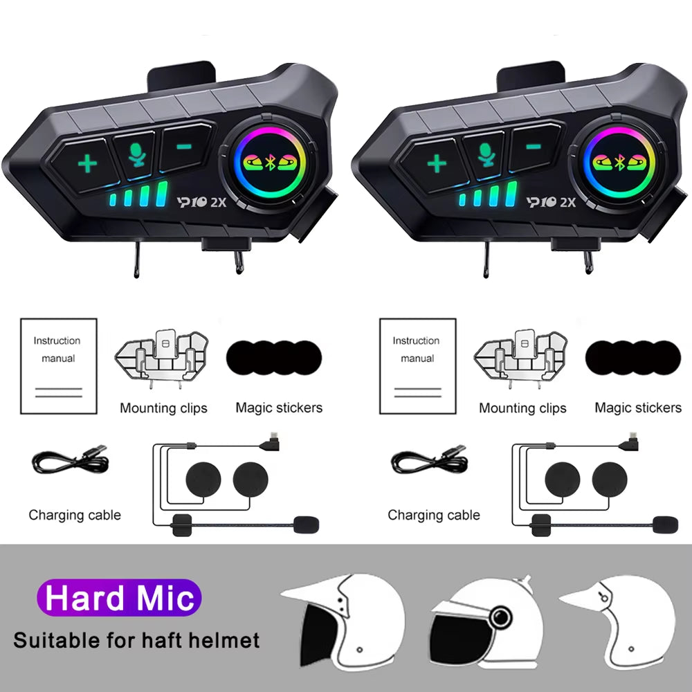 1/2Pcs Motorcycle Helmet Bluetooth Intercom Headset Wireless Interphone Intercomunicador Moto Waterproof Handsfreecall Headphone