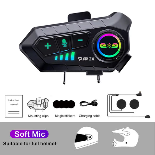 1/2Pcs Motorcycle Helmet Bluetooth Intercom Headset Wireless Interphone Intercomunicador Moto Waterproof Handsfreecall Headphone